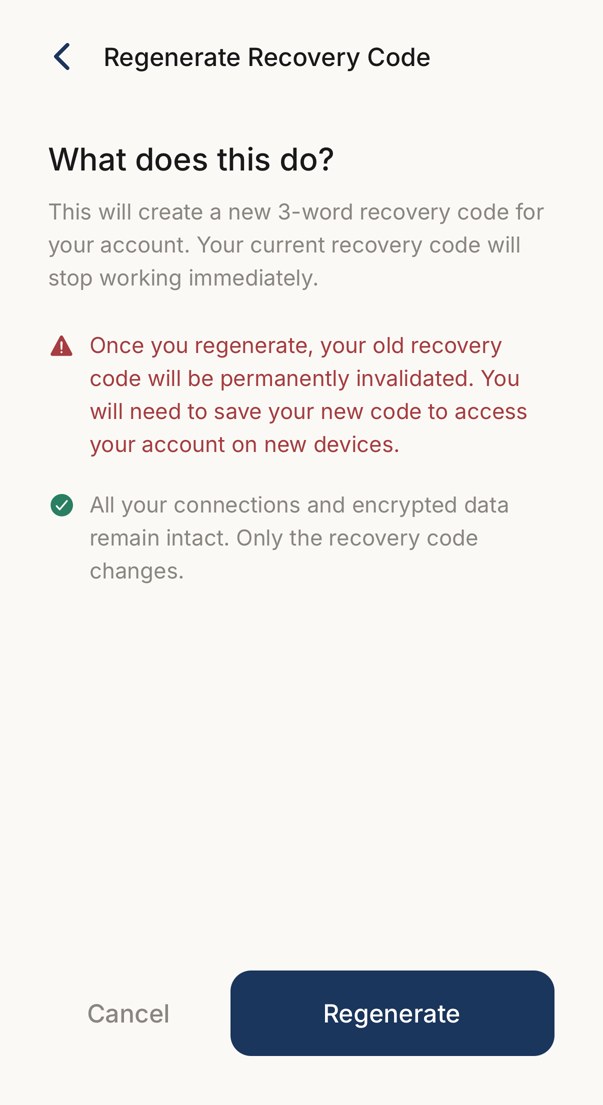 Recovery code