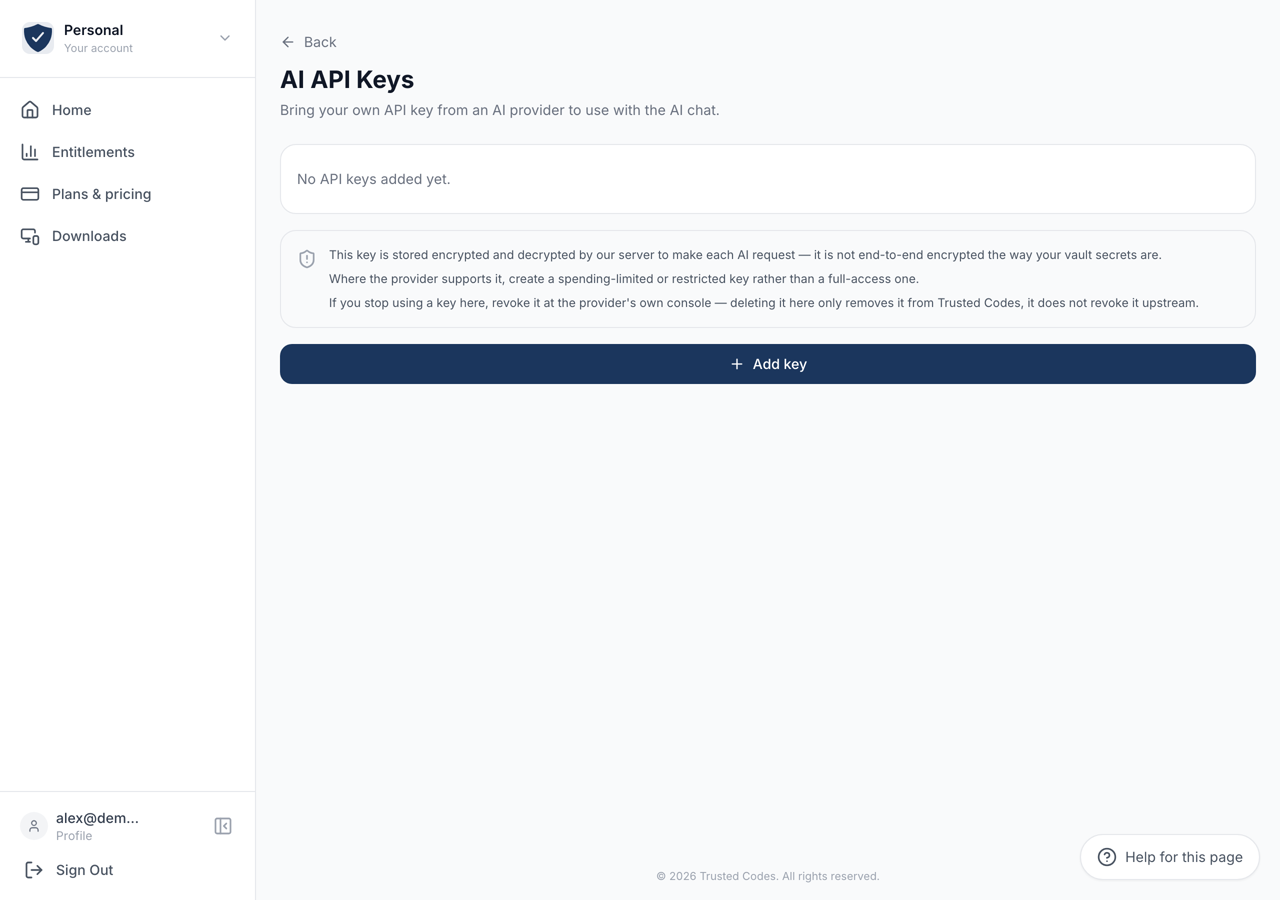 AI API keys