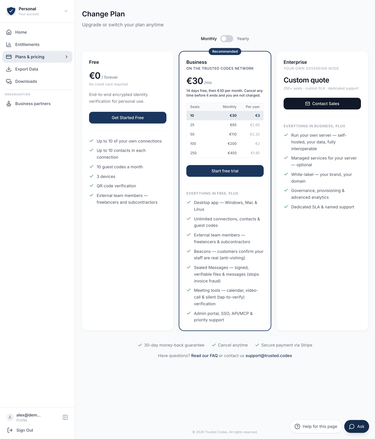 Plans and prices